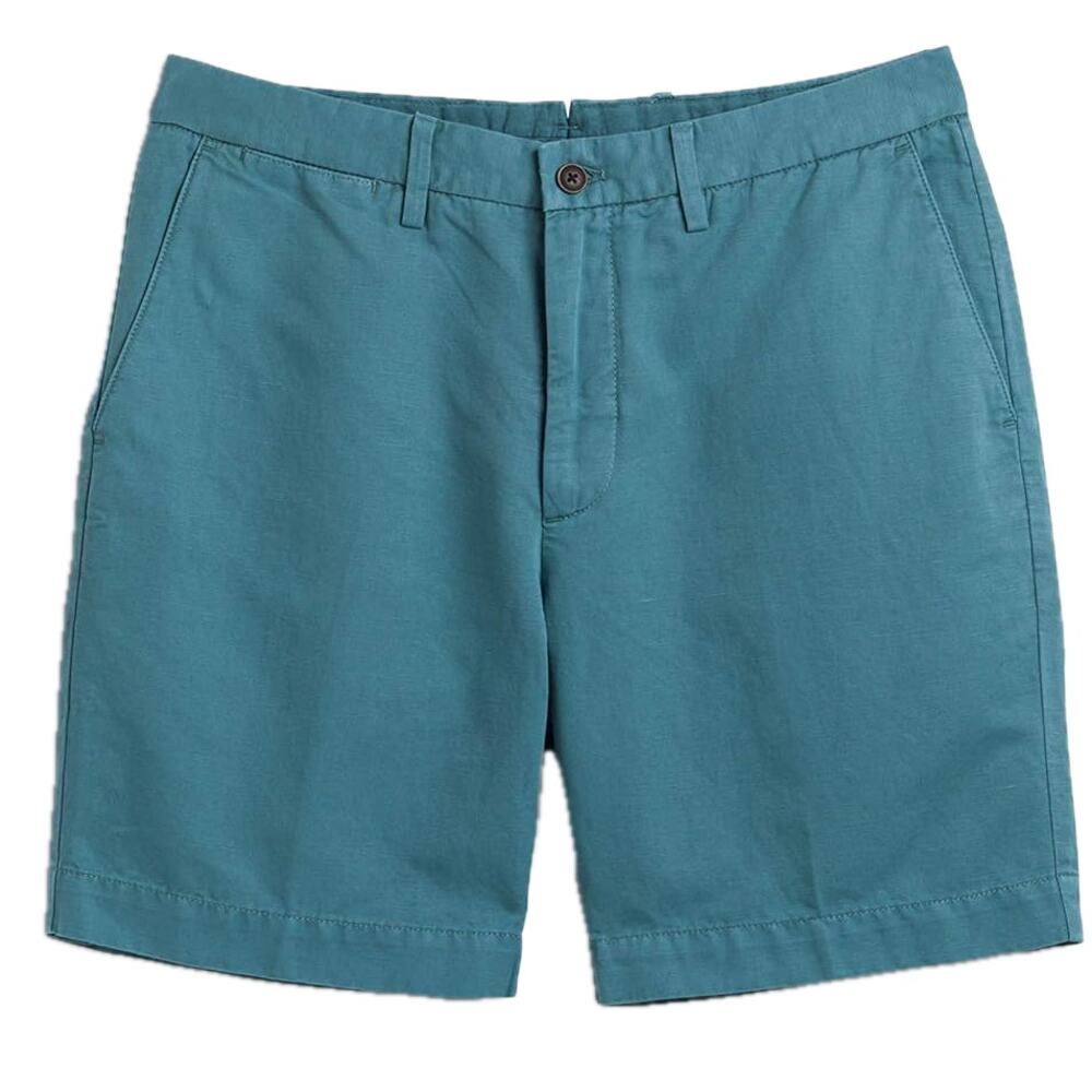 Ledbury Mens Richmond Twill Linen Cotton Shorts Size 36 Sea Green Casual Coastal